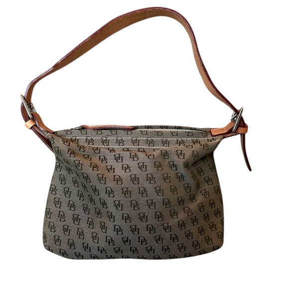 Dooney & Bourke Tan Signature Handbag Small Canvas Leather Trim - Picture 2 of 12